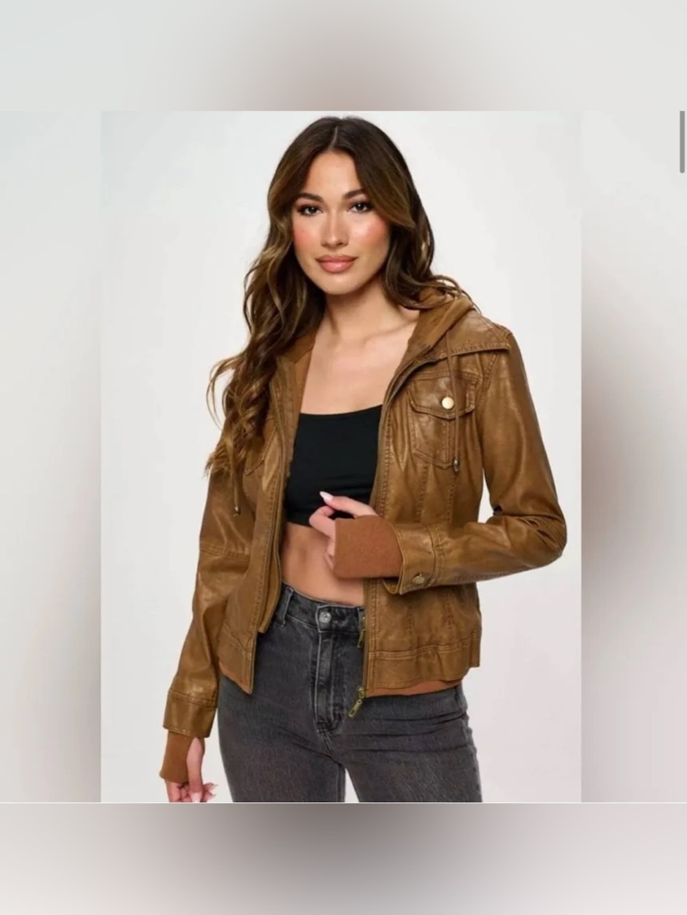Coalition LA Double Zip Hooded Leather Jacket